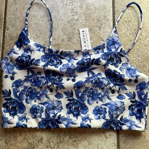 Floral Blue Women's Crop Top - Picture 5 of 13